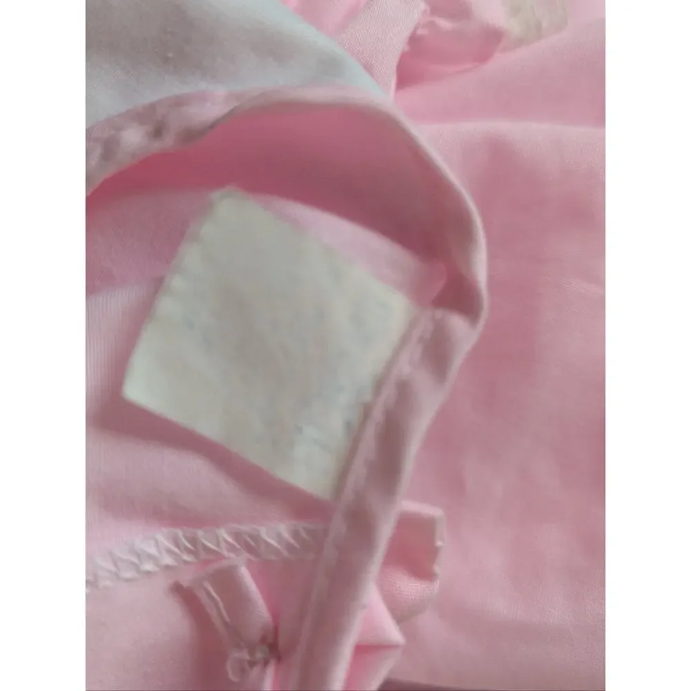 Vtg Mini World 12m Dress Baby Girls Pink Lace Frilly